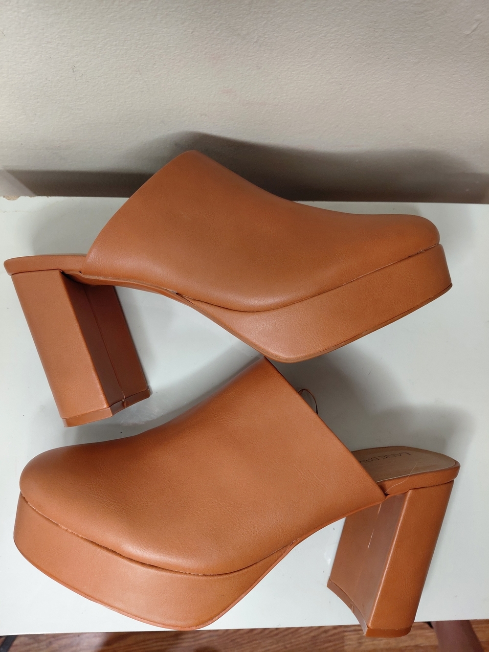 Lane Bryant Tan Platform Mule Clogs In Cognac Brown Size 10 W